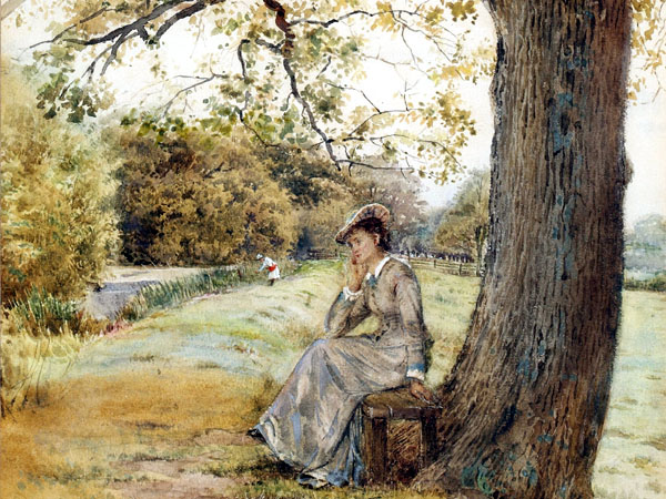 Lady seated beneath a tree
